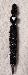 Black Rhinestone heart Pen