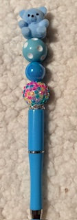 Blue Bear Beaded Pen