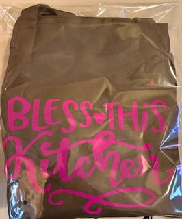 Brown Kitchen Apron with Pink Letters