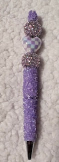 Purple Rhinestone Heart Pen