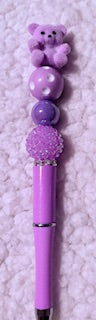 Purple Bear Beaded Ink Pen